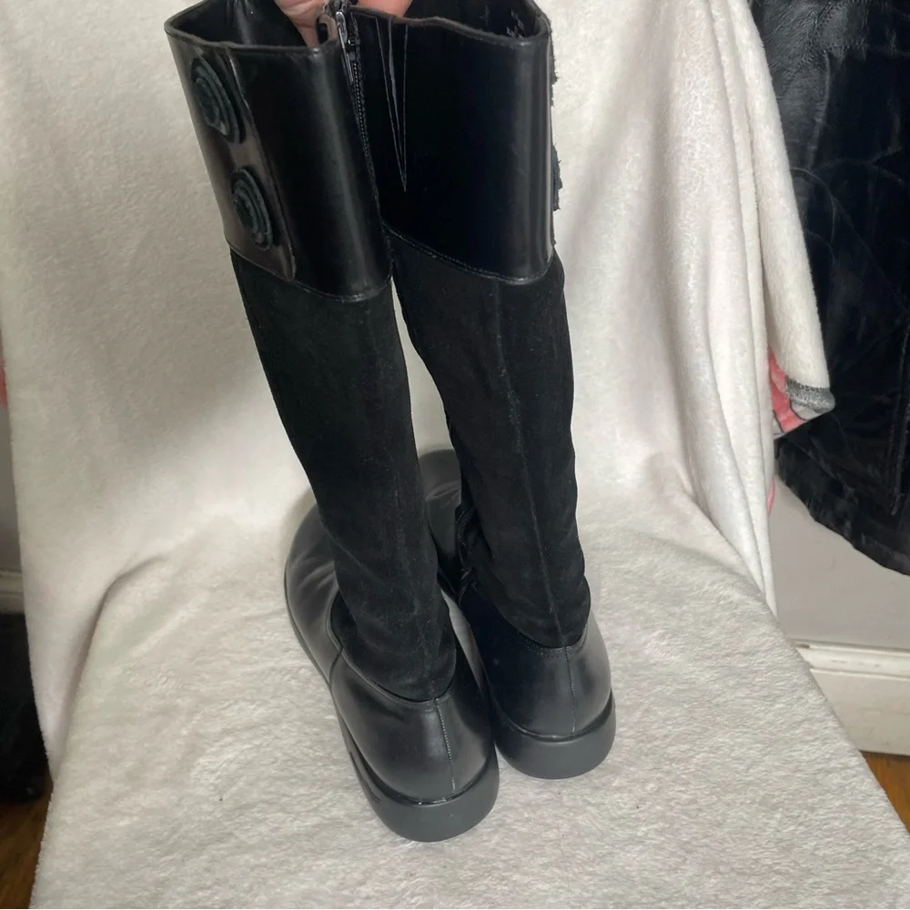 Dansko Delilah Knee High Riding Equestrian Boots Black Suede and Leather Size 41